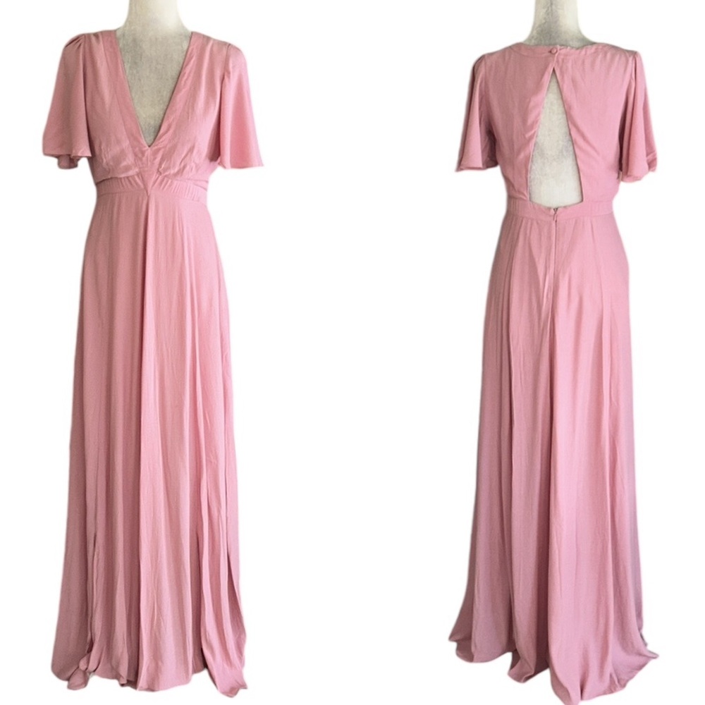 ASOS Blush Pink Flutter Sleeve Cutout Maxi Dress - 6